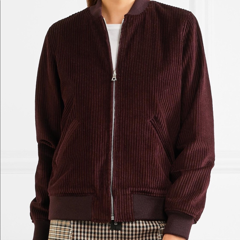 A.P.C. Burgundy Corduroy Norma Bomber Jacket, worn once, FR 40 / US 8